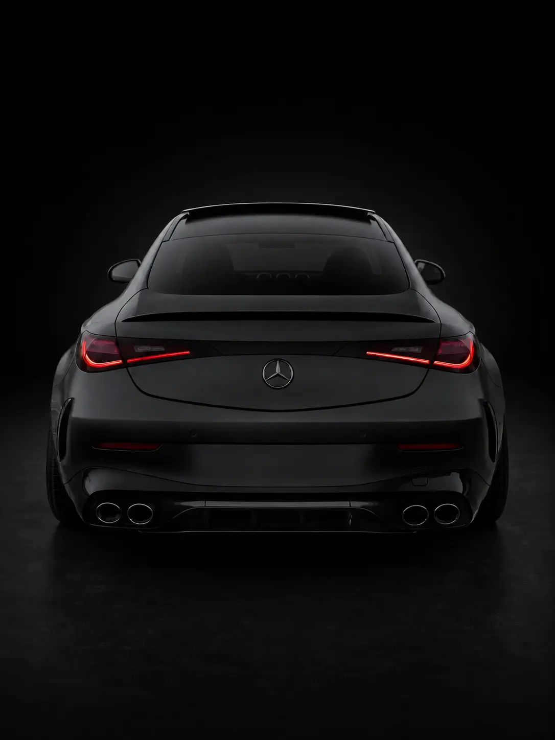 Black Mercedes-Benz rear view without a license plate